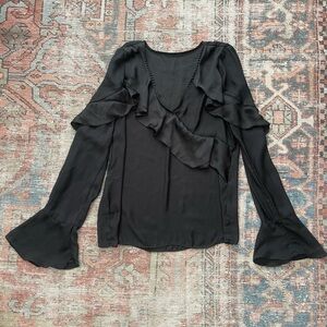 Elegant Black Ruffle Blouse